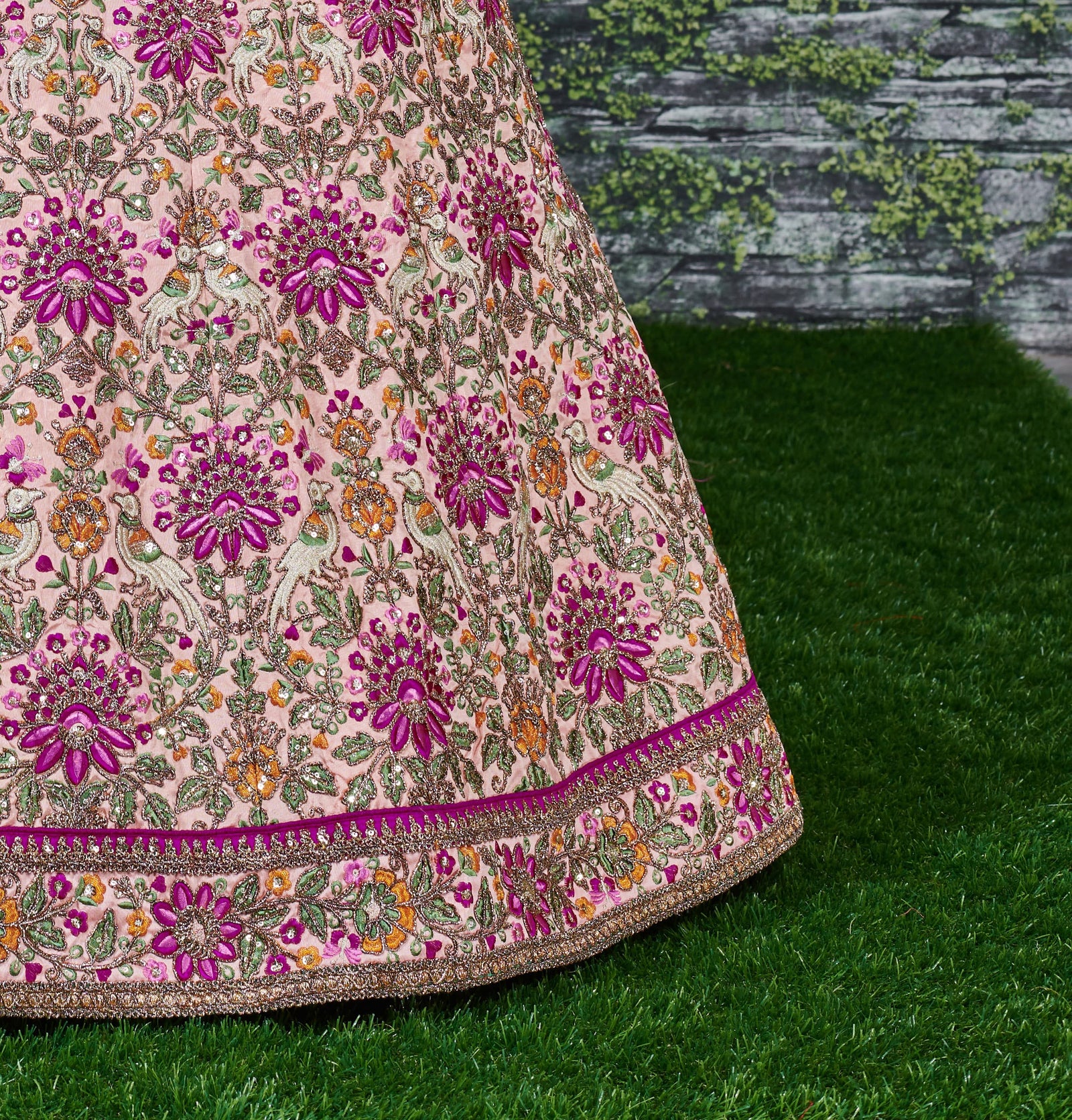 Prominent peach Colored Bridal wear Embroidered Lehenga Choli ClothsVilla