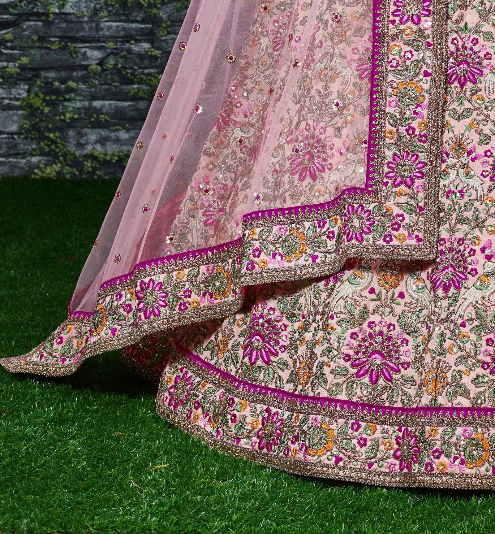 Prominent peach Colored Bridal wear Embroidered Lehenga Choli ClothsVilla