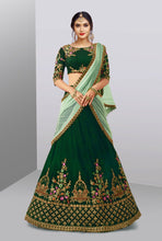Load image into Gallery viewer, Dazzling Dark Green Colored Party Wear Embroidered Lehenga Choli ClothsVilla