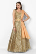 Load image into Gallery viewer, Stunning Golden Colored Party wear Embroidered Netted Lehenga Choli ClothsVilla
