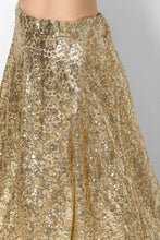 Load image into Gallery viewer, Stunning Golden Colored Party wear Embroidered Netted Lehenga Choli ClothsVilla
