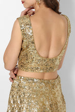 Load image into Gallery viewer, Stunning Golden Colored Party wear Embroidered Netted Lehenga Choli ClothsVilla