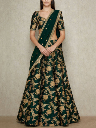 Adorable Dark Green Colored Bridal Wear Designer Embroidered Lehenga choli ClothsVilla