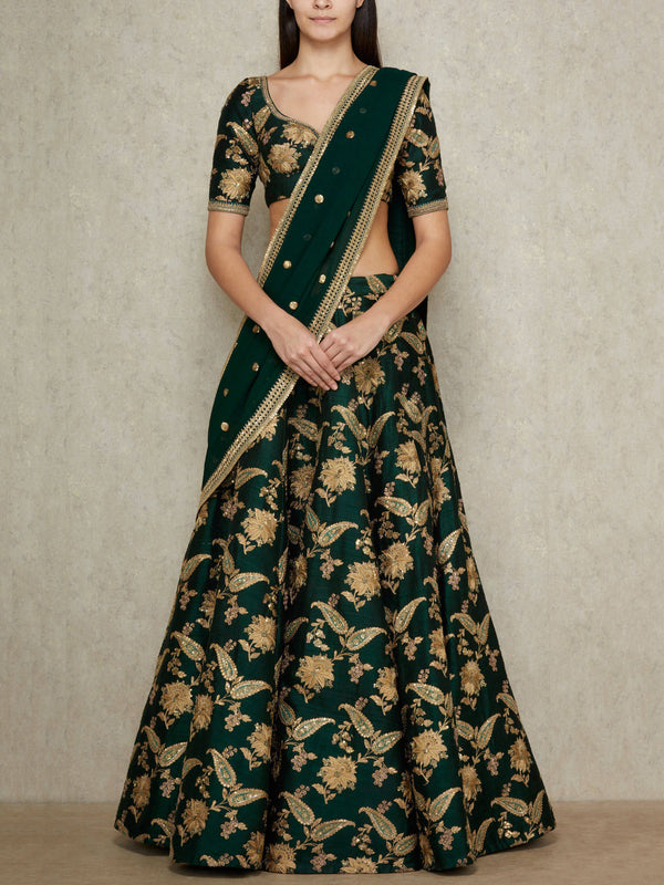 Adorable Dark Green Colored Bridal Wear Designer Embroidered Lehenga choli ClothsVilla