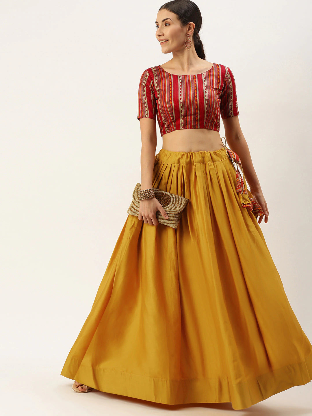 Mustard and multicoloured printed lehenga choli ClothsVilla