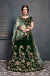 Load image into Gallery viewer, Demanding Dark Green Bridal Wear Embroidered Velvet Lehenga Choli ClothsVilla