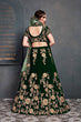 Load image into Gallery viewer, Demanding Dark Green Bridal Wear Embroidered Velvet Lehenga Choli ClothsVilla