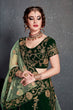 Load image into Gallery viewer, Demanding Dark Green Bridal Wear Embroidered Velvet Lehenga Choli ClothsVilla