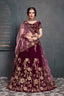 Energetic Purple Bridal Wear Embroidered Velvet Lehenga Choli ClothsVilla