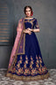 Stunning Navy Blue Embroidered Taffeta Silk Bridal Lehenga Choli ClothsVilla