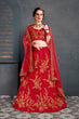 Load image into Gallery viewer, Flaunt Red Bridal Wear Embroidered Slub Silk Lehenga Choli ClothsVilla