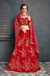 Load image into Gallery viewer, Flaunt Red Bridal Wear Embroidered Slub Silk Lehenga Choli ClothsVilla