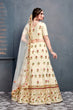 Load image into Gallery viewer, Marvellous Cream Embroidered Slub Silk Lehenga Choli ClothsVilla