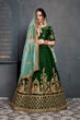 Load image into Gallery viewer, Dark Green Bridal Wear Embroidered Taffeta Silk Lehenga Choli ClothsVilla