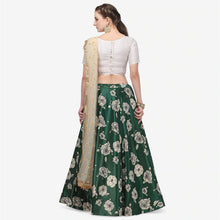 Load image into Gallery viewer, Dark Green Color Zari Satin Lehenga Choli with Net Dupatta ClothsVilla