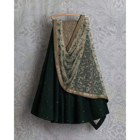 Dark Green Georgette Sequin Work Bridal Lehenga Choli ClothsVilla Main image