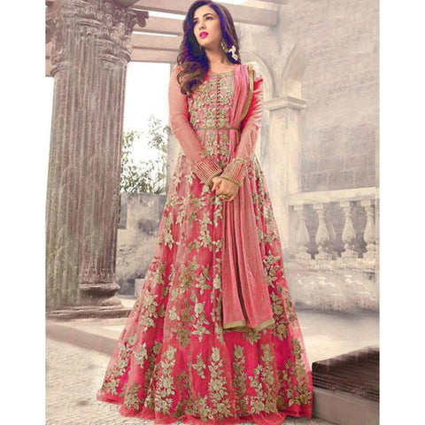 Dark Pink Designer Gown with Heavy Embroidery and Stone Work ClothsVilla Main image