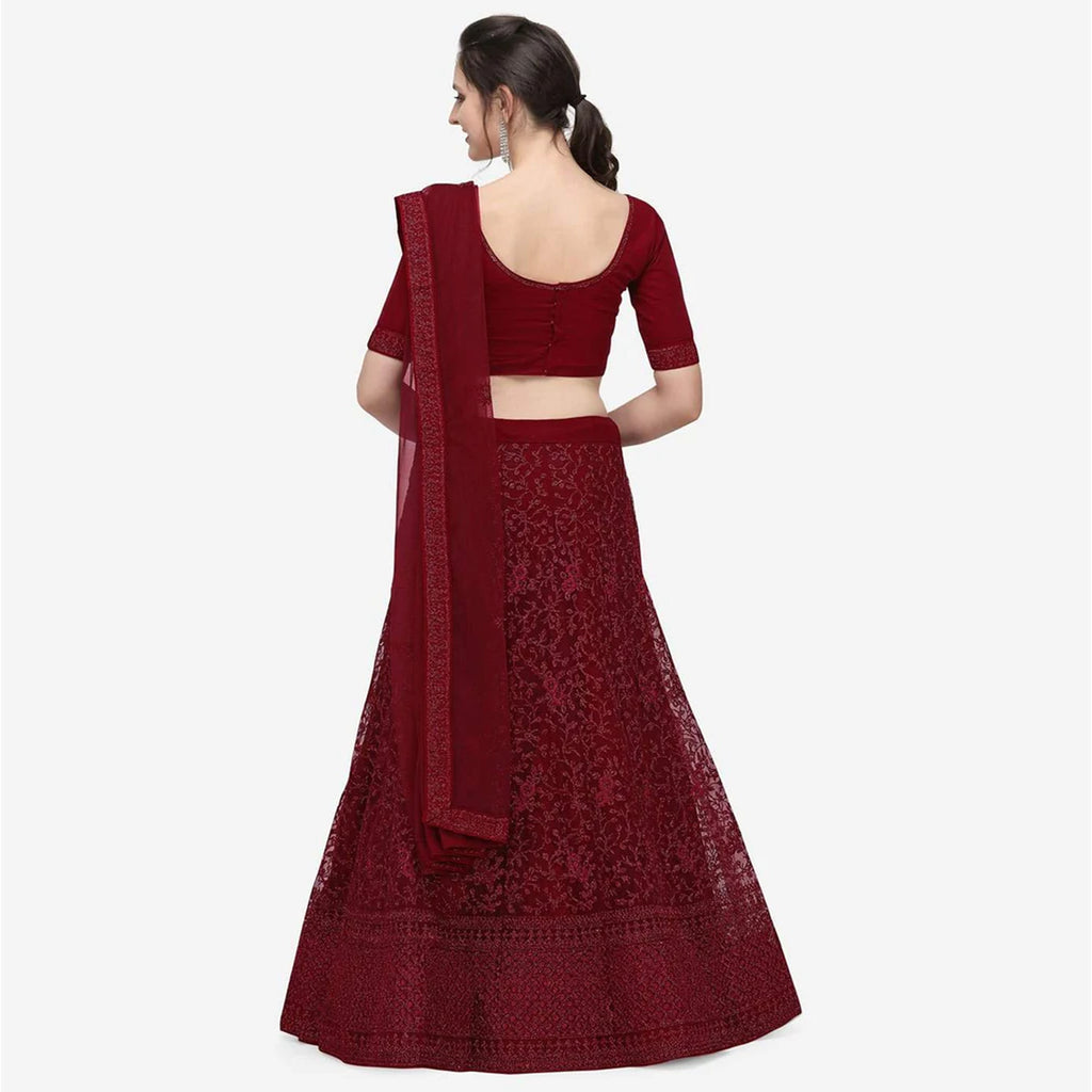 Dark Red Color Lehenga Choli with Heavy Embroidery Work ClothsVilla