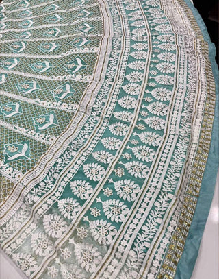 Lehenga Choli in Baby Blue Color with Soft Net Fabrics, Resham, and Sequence Work ClothsVilla