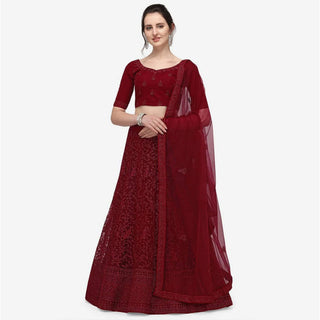 Dark Red Color Lehenga Choli with Heavy Embroidery Work ClothsVilla