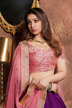 Load image into Gallery viewer, Gorgeous Purple-Pink Embroidered Mulberry Silk Wedding Lehenga Choli ClothsVilla