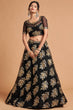 Load image into Gallery viewer, Charming Black Zari Embroidered Net Wedding Wear Lehenga Choli ClothsVilla
