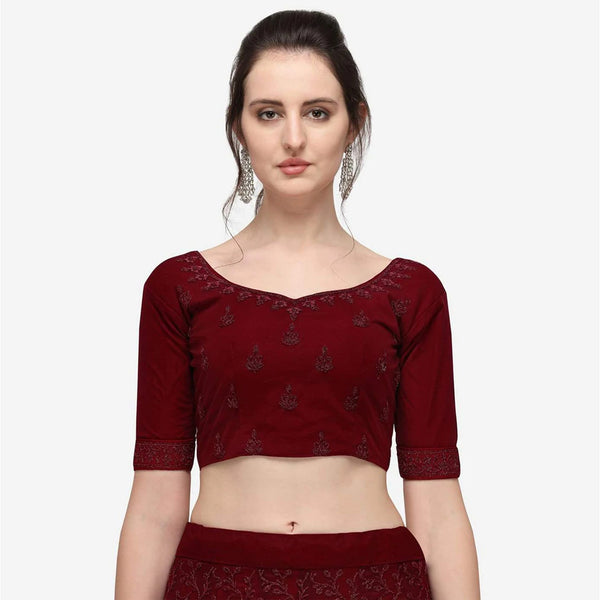 Dark Red Color Lehenga Choli with Heavy Embroidery Work ClothsVilla