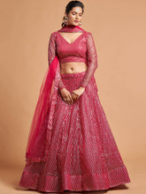 Load image into Gallery viewer, Luxurious Hot Pink Thread Embroidery Net Party wear Lehenga Choli ClothsVilla