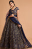 Classy Navy Blue Thread Embroidery Net Party Wear Lehenga Choli ClothsVilla