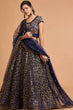 Load image into Gallery viewer, Classy Navy Blue Thread Embroidery Net Party Wear Lehenga Choli ClothsVilla
