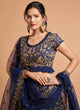 Load image into Gallery viewer, Classy Navy Blue Thread Embroidery Net Party Wear Lehenga Choli ClothsVilla