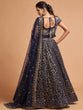 Load image into Gallery viewer, Classy Navy Blue Thread Embroidery Net Party Wear Lehenga Choli ClothsVilla