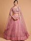 Blush Pink Thread Embroidery Net Party Wear Lehenga Choli ClothsVilla