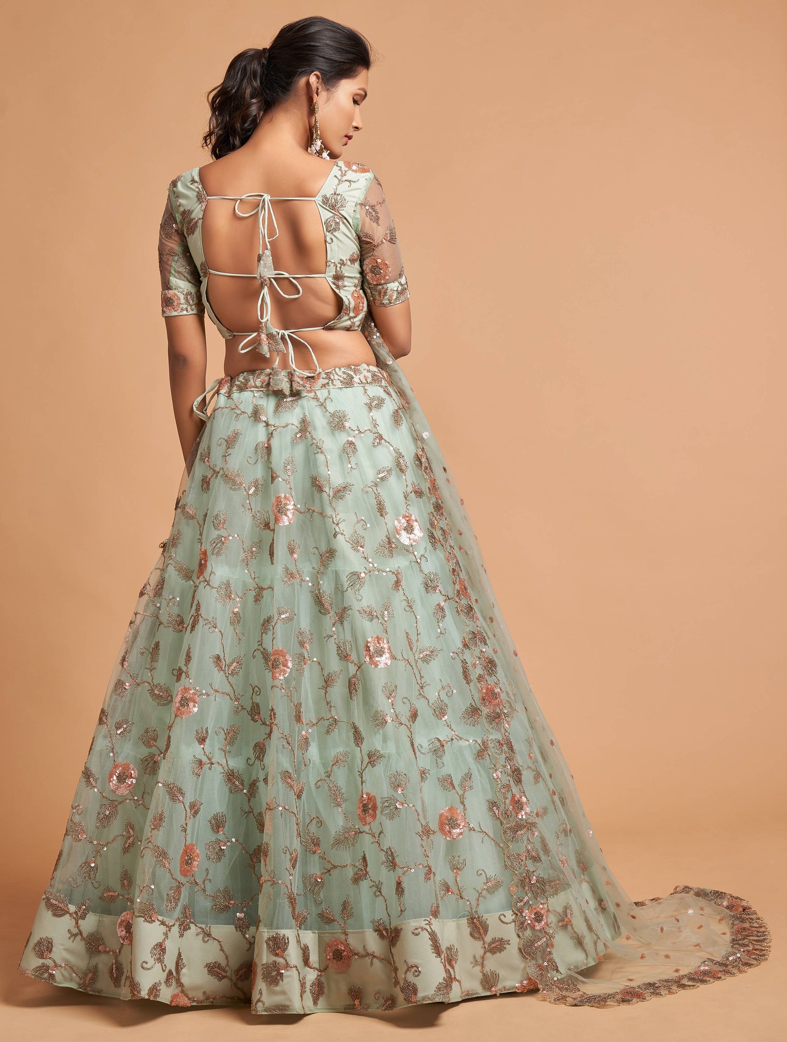 Alluring Sky Blue Thread Embroidery Party Wear Net Lehenga Choli ClothsVilla