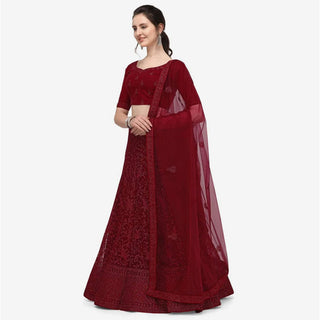 Dark Red Color Lehenga Choli with Heavy Embroidery Work ClothsVilla