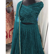 Load image into Gallery viewer, Designer Blue Lehenga with Heavy Embroidery Sequence Work and Net Dupatta ClothsVilla