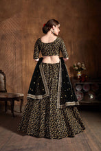Load image into Gallery viewer, Desirable Black Sequins Raw Silk Bridal Lehenga Choli ClothsVilla