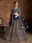 Demanding Navy Blue Sequins Raw Silk Wedding Lehenga Choli ClothsVilla