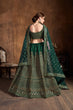 Load image into Gallery viewer, Dazzling Bottle Green Sequins Raw Silk Wedding Lehenga Choli ClothsVilla