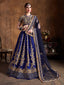 Hypnotic Navy Blue Dori Embroidery Raw Silk Wedding Lehenga Choli ClothsVilla