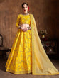 Load image into Gallery viewer, Glowing Yellow Thread Embroidery Mulberry Silk Wedding Lehenga Choli ClothsVilla