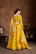 Load image into Gallery viewer, Glowing Yellow Thread Embroidery Mulberry Silk Wedding Lehenga Choli ClothsVilla