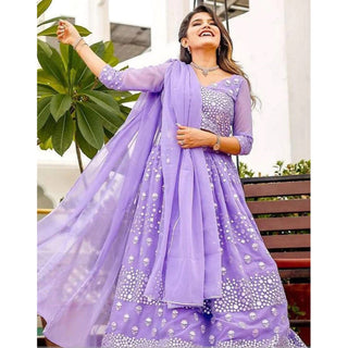 Designer Georgette Lehenga Choli with Mirror Work and Embroidery ClothsVilla
