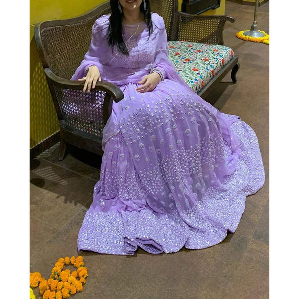 Designer Georgette Lehenga Choli with Mirror Work and Embroidery ClothsVilla