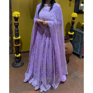 Designer Georgette Lehenga Choli with Mirror Work and Embroidery ClothsVilla