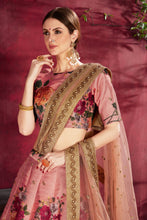 Load image into Gallery viewer, Adorning Peach Floral Printed Banglory Silk Wedding Lehenga Choli With Dupatta ClothsVilla