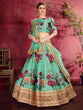 Load image into Gallery viewer, Desiring Green Floral Printed Banglory Silk Wedding Lehenga Choli With Dupatta ClothsVilla