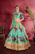 Load image into Gallery viewer, Desiring Green Floral Printed Banglory Silk Wedding Lehenga Choli With Dupatta ClothsVilla