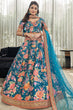 Load image into Gallery viewer, Marvelous Teal Blue Floral Printed Art Silk Lehenga Choli With Dupatta ClothsVilla
