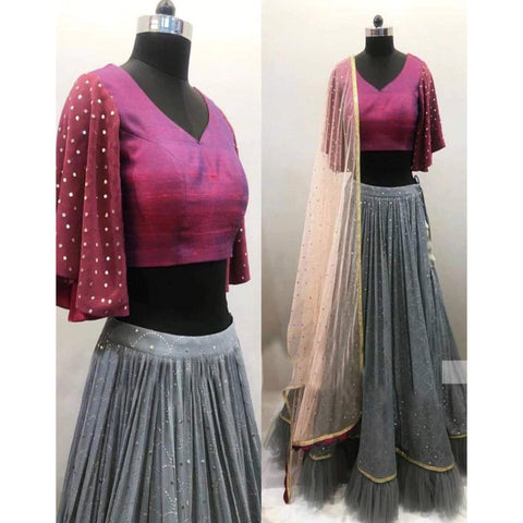 Designer Grey Lehenga Choli With Stone Work And Net Dupatta ClothsVilla Main image